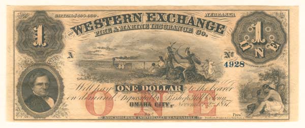 $1 Western Exchange Fire and Marine Insurance Co. - Obsolete Banknote - Broken Bank Note